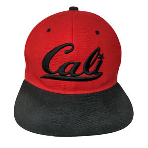 Golden Lion Men's Snapback Flat Bill Hat Red OSFA Embroidered California Logo
